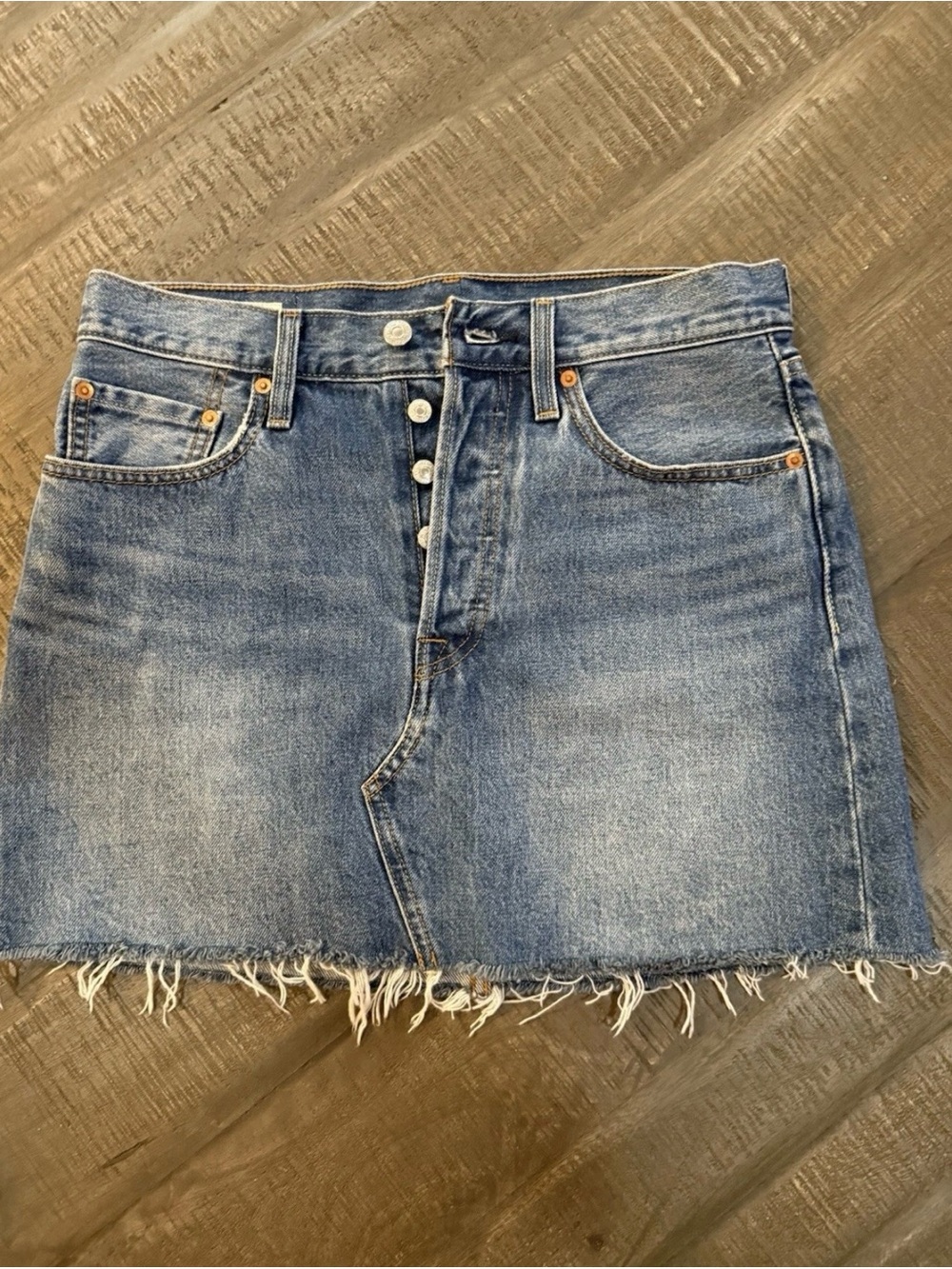 Levi's Blue deconstructed Button-Front Denim Mini Skirt size 28